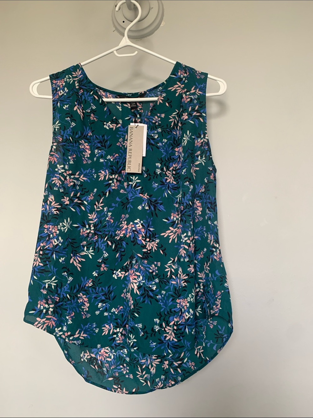 Banana Republic Teal Floral Sleeveless Camisole